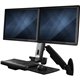 StarTech.com Wall Mount Workstation, Full Motion Standing Desk with Ergonomic Height Adjustable Dual VESA Monitor & Keyboard Tra