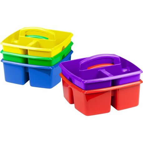 Storex Classroom Caddy - 3 Compartment(s) - 5.3" Height x 9.3" Width x 9.3" Depth - Handle, Washable, Stackable, Impact Resistan