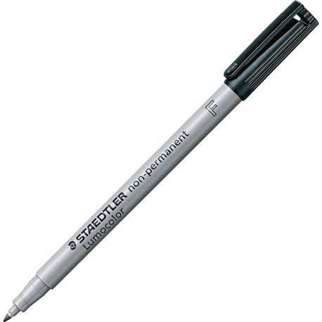 Staedtler Lumocolor Fine Point Waterbased Marker - Fine Marker Point - Black Water Based Ink - Black Polypropylene Barrel - 10 /