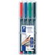 Lumocolor Quick-drying Fine Point Permanent Markers - Fine Marker Point - 0.6 mm Marker Point Size - Red, Blue, Green, Black - B