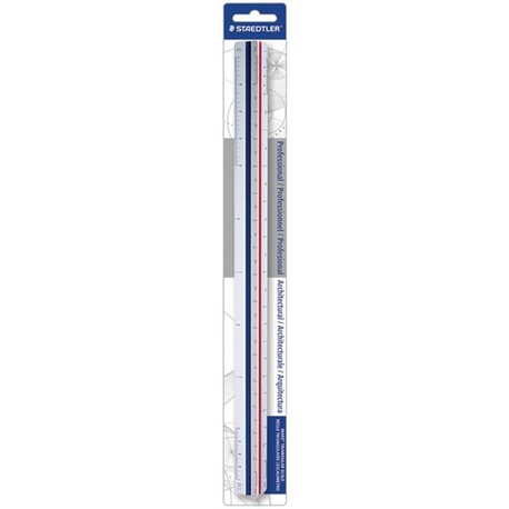 Staedtler 12" Architect Triangular Scale - 12" Length 1" Width - 3/32, 3/16, 1/8, 1/4, 3/8, 1/2, 3/4, 1, 1-1/2, 3, 16 Graduation