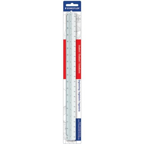 Staedtler 12" Triangular Engineer Scale - 12" Length 1" Width - 1/10 Graduations - Imperial, Metric Measuring System - Plastic -