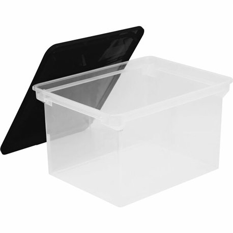 Storex Plastic File Tote Storage Box - Internal Dimensions: 15.50" Length x 12.25" Width x 9.25" Height - External Dimensions: 1