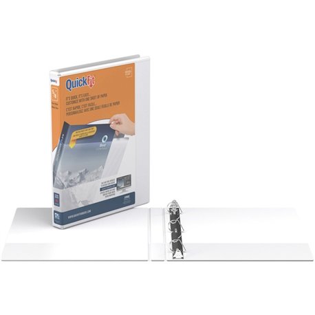 QuickFit D-Ring View Binders - 5/8" Binder Capacity - Letter - 8 1/2" x 11" Sheet Size - 150 Sheet Capacity - 0.63" Ring - D-Rin