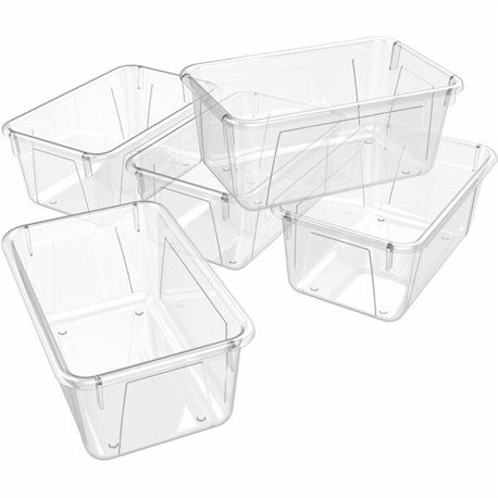 Storex Crystal Clear Cubby Bin - 5.2" Height x 7.8" Width12.1" Length - Clear - 5 / Carton