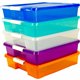 Storex Storage Case - External Dimensions: 14" Length x 14" Width x 3" Height - Latching Closure - Stackable - Assorted Bright -