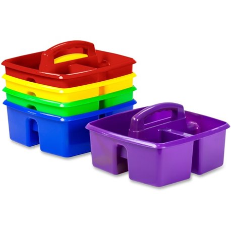 Storex Classroom Caddy - 3 Compartment(s) - 5.3" Height x 9.3" Width x 9.3" Depth - Handle, Washable, Stackable, Impact Resistan