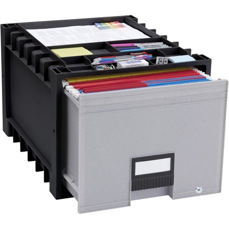 Storex Black/Gray Heavy-duty Archive Drawer - x 18" Width - External Dimensions: 14.3" Length x 18" Width x 12.3"Height - 50 lb 