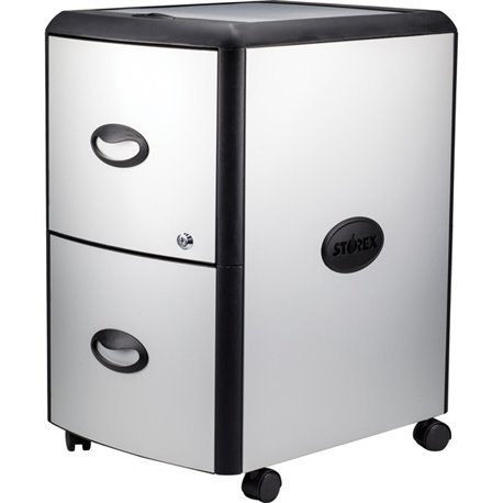 Storex Metal-clad Mobile Filing Cabinet - 19" x 15" x 23" for File - Letter - Vertical - Washable, Durable, Locking Drawer, Lock