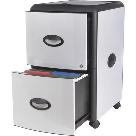 Storex Deluxe File Cabinet - 2-Drawer - 19" x 15" x 23" - 2 x Drawer(s) for File - Letter - Vertical - Lockable - Black, Aluminu