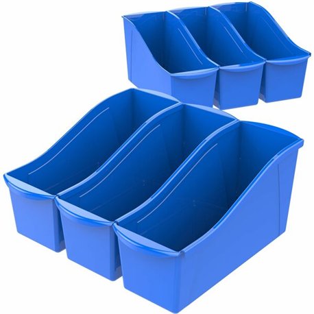 Storex Book Bin Set - 7" Height x 5.3" Width14.3" Length - Blue - Plastic - 6 / Carton