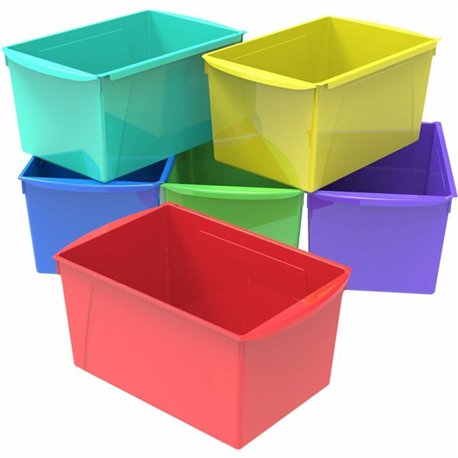 Storex Double XL Wide Book Bins - 7" Height x 9.2" Width14.5" Length%Desktop - Red - 6 / Carton