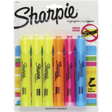 Sharpie Highlighter - Tank - Chisel Marker Point Style - Yellow, Blue, Orange, Pink - 1 Pack
