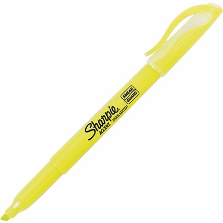 Sharpie Highlighter - Pocket - Chisel Marker Point Style - Fluorescent Yellow - 12 / Box