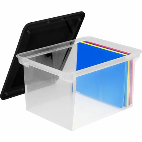 Storex Plastic File Tote Storage Box - Internal Dimensions: 15.50" Length x 12.25" Width x 9.25" Height - External Dimensions: 1