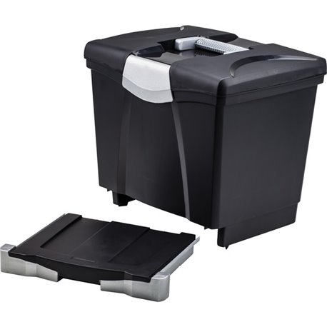 Storex Portable file Box with Drawer - External Dimensions: 11.5" Width x 14.3" Depth x 13" Height - Latch Lock Closure - Plasti