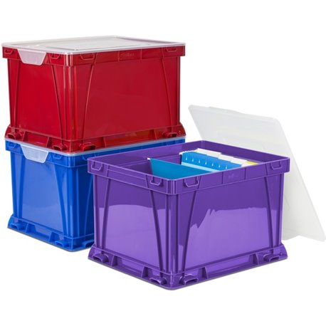 Storex 3 Piece Cube Storage Bins - External Dimensions: 14.3" Width x 17.3" Depth x 10.5" Height - Stackable - Plastic - Assorte