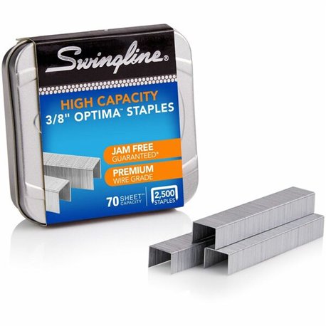 Swingline Optima High Capacity Staples - 125 Per Strip - High Capacity - 3/8" Leg - 1/2" Crown - Holds 70 Sheet(s) - for Paper -
