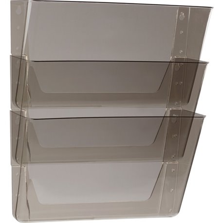 Storex Stacking Wall Pocket Set - 18 x File - 1 Pocket(s) - 7" Height x 4" Width16" Length - Stackable - Smoke - Poly - 3 / Set