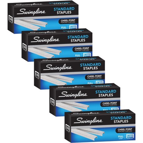 Swingline Staples - Standard - 1/4" - for Paper - Chisel Point, Durable25000 / Pack