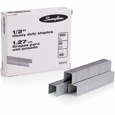 Swingline Premium Heavy-Duty Staples - 100 Per Strip - Heavy Duty - 1/2" Leg - Holds 90 Sheet(s) - for Paper - Chisel Point - Si