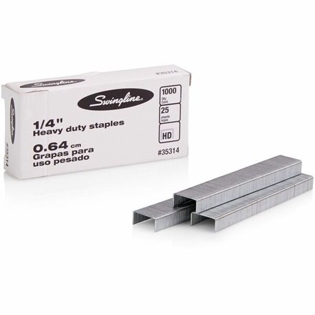 Swingline Premium Heavy-Duty Staples - 100 Per Strip - Heavy Duty - 1/4" Leg - Holds 25 Sheet(s) - for Paper - Chisel Point, Hea