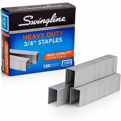 Swingline Premium Heavy-Duty Staples - 100 Per Strip - Heavy Duty - 3/4" Leg - Holds 160 Sheet(s) - for Paper - Chisel Point - S