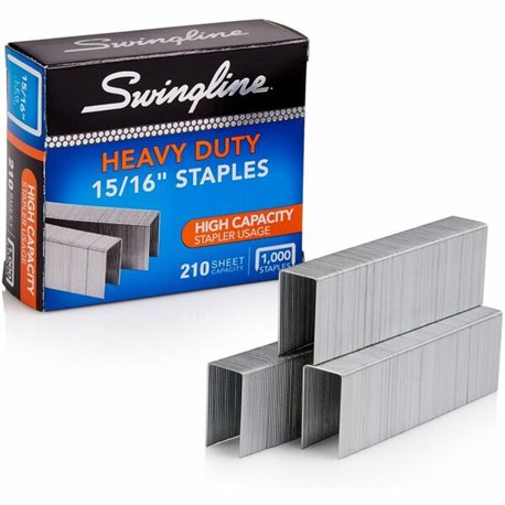 Swingline Premium Heavy-Duty Staples - 100 Per Strip - Heavy Duty - 15/16" Leg - Holds 210 Sheet(s) - for Paper - Heavy Duty, Ch