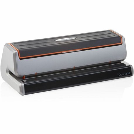 Swingline Optima 20 Electric Punch - 3 Punch Head(s) - 20 Sheet - 9/32" Punch Size - 5" x 11.5" x 3.8" - Black, Silver, Transluc