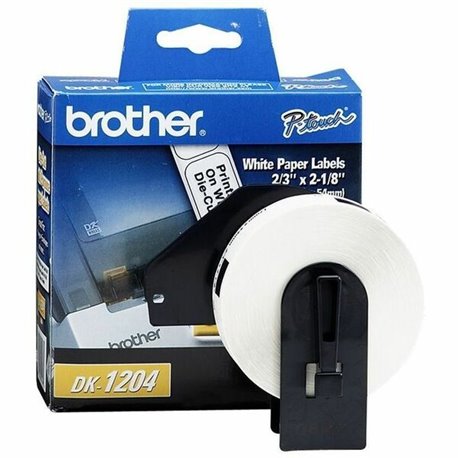 Brother DK1204 - Multipurpose Labels - 2.12" Width x 0.66" Length - 400 / Roll - Rectangle - Direct Thermal - White - Paper - 40