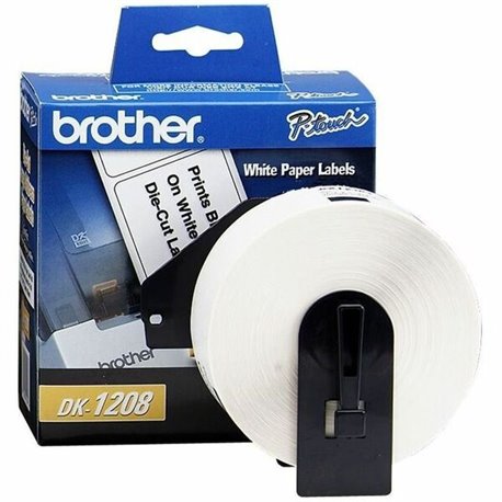 Brother DK1208 - Large Address Labels - 3.50" Width x 1.50" Length - 400 / Roll - Rectangle - Direct Thermal - White - Paper - 4