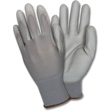 Safety Zone Poly Coated Knit Gloves - Polyurethane Coating - Large Size - Gray - Flexible, Comfortable, Breathable, Knitted - Fo