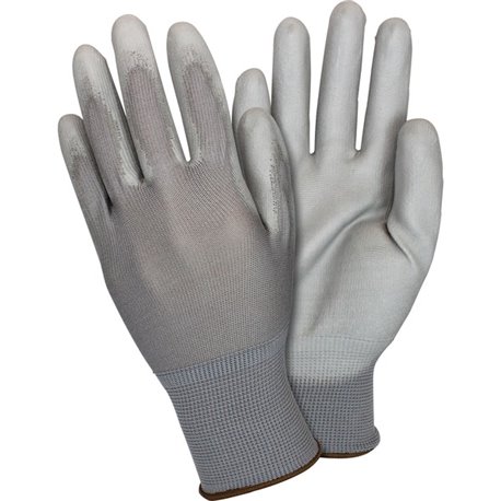 Safety Zone Gray Coated Knit Gloves - Polyurethane Coating - Small Size - Gray - Knitted, Comfortable, Abrasion Resistant, Machi