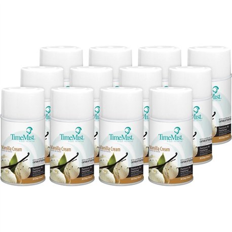 TimeMist Metered 30-Day Vanilla Cream Scent Refill - Spray - 6000 ft� - 5.3 fl oz (0.2 quart) - Vanilla Cream - 30 Day - 12 / Ca