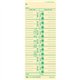 TOPS Numbered Days Time Cards - 3.50" x 9" Sheet Size - Yellow - Manila Sheet(s) - Green Print Color - 100 / Pack