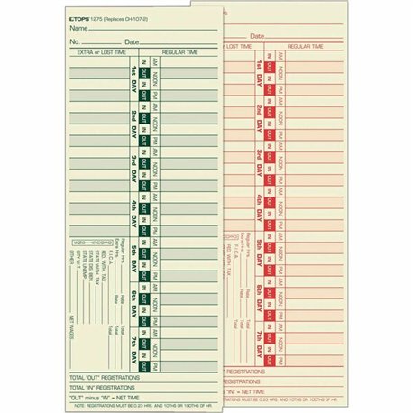 TOPS Bi-Weekly Time Clock Cards - Double Sided Sheet - 3.50" x 9" Sheet Size - Manila - Manila Sheet(s) - 500 / Box