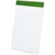 TOPS Recycled Perforated Jr. Legal Rule Pads - 50 Sheets - 0.28" Ruled - 15 lb Basis Weight - 5" x 8" - Environmentally Friendly