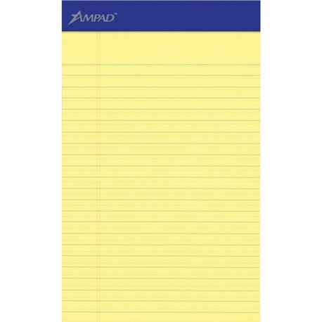 Ampad Perforated Ruled Pads - 50 Sheets - Stapled - 0.28" Ruled - 5" x 8" - Dark Blue Binding - Chipboard Backing, Sturdy Back, 