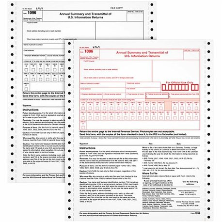 TOPS 1096 Tax Form - 2 PartCarbonless Copy - 8.50" x 11" Sheet Size - White - White Sheet(s) - 10 / Pack