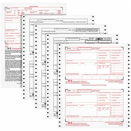 TOPS Carbonless Standard W-2 Tax Forms - 4 Part - 5.50" x 8.50" Sheet Size - White Sheet(s) - 24 / Pack