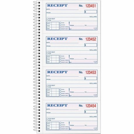 TOPS Carbonless 2-part Money Receipt Book - 200 Sheet(s) - Wire Bound - 2 PartCarbonless Copy - 5.50" x 11" Sheet Size - Canary,
