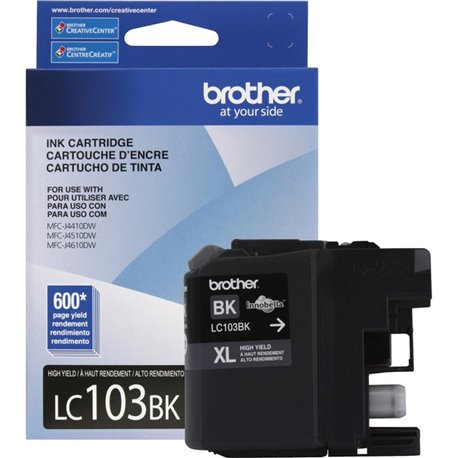 Brother Genuine Innobella LC103BK High Yield Black Ink Cartridge - Inkjet - High Yield - 600 Pages - Black - 1 Each