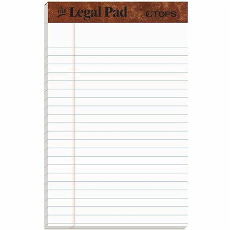 TOPS The Legal Pad Writing Pad - 50 Sheets - Double Stitched - 0.28" Ruled - 16 lb Basis Weight - Jr.Legal - 5" x 8" - White Pap