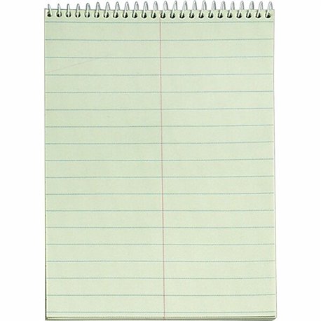 TOPS Green Tint Steno Books - 60 Sheets - Wire Bound - Ruled Margin - 6" x 9" - Green Paper - Hardboard Cover - WireLock - 12 / 