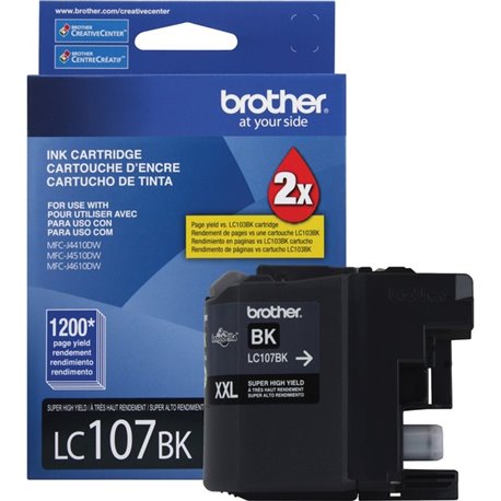 Brother Genuine Innobella LC107BK Super High Yield Black Ink Cartridge - Inkjet - High Yield - 1200 Pages - Black - 1 Each