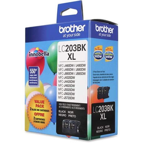 Brother Genuine Innobella LC2032PKS High Yield Black Ink Cartridges - Inkjet - High Yield - 550 Pages - Black - 2 / Pack