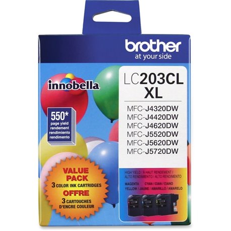 Brother Genuine Innobella LC2033PKS High Yield Ink Cartridges - Inkjet - High Yield - 550 Pages Cyan, 550 Pages Magenta, 550 Pag