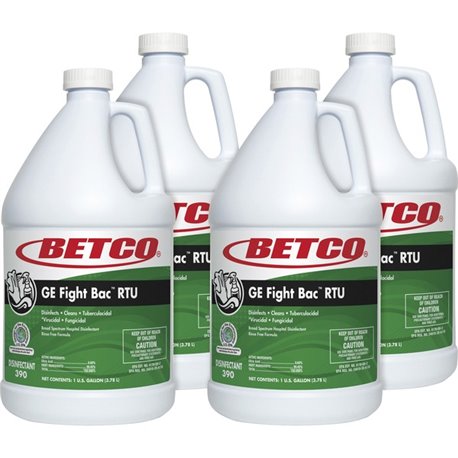 Betco Fight Bac RTU Disinfectant - Ready-To-Use - 128 fl oz (4 quart) - Fresh Scent - 4 / Carton - Washable, Non-porous - Clear