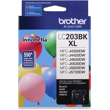 Brother Genuine Innobella LC203BK High Yield Black Ink Cartridge - Inkjet - High Yield - 550 Pages - Black - 1 Each