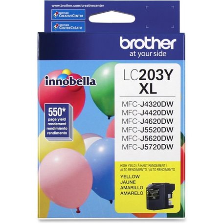 Brother Genuine Innobella LC203Y High Yield Yellow Ink Cartridge - Inkjet - High Yield - 550 Pages - Yellow - 1 Each